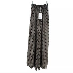 MISA Los Angeles Black and Cream Patterned Pants